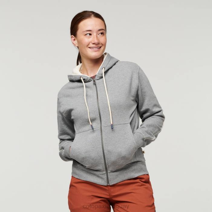 hacer buena sudadera orgánica con capucha y cremallera completa mujer Cotopaxi cuero gris 408R57 ropa