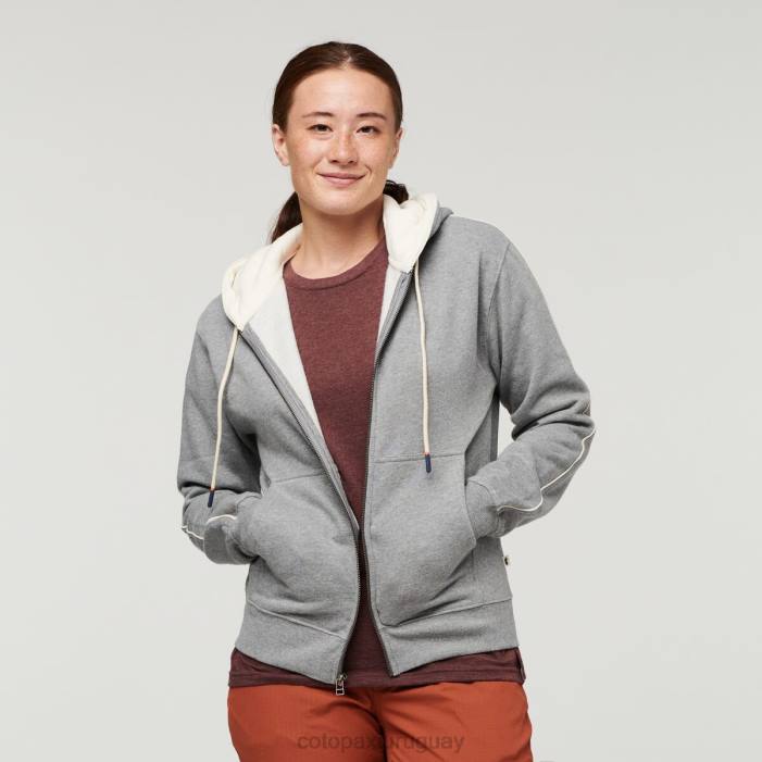 hacer buena sudadera orgánica con capucha y cremallera completa mujer Cotopaxi cuero gris 408R57 ropa
